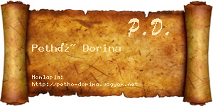 Pethő Dorina névjegykártya