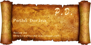 Pethő Dorina névjegykártya